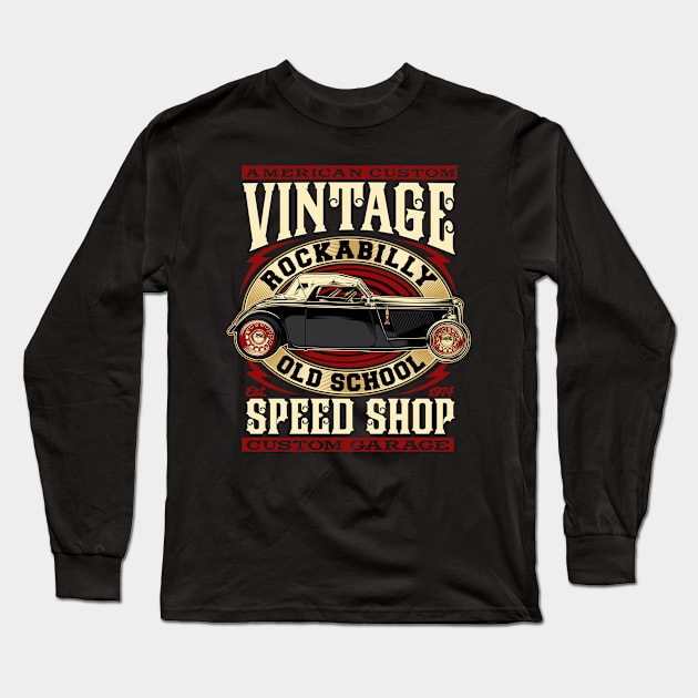 AMERIICAN VINTAGE HOTROD CAR Long Sleeve T-Shirt by KANDIM'S Studio